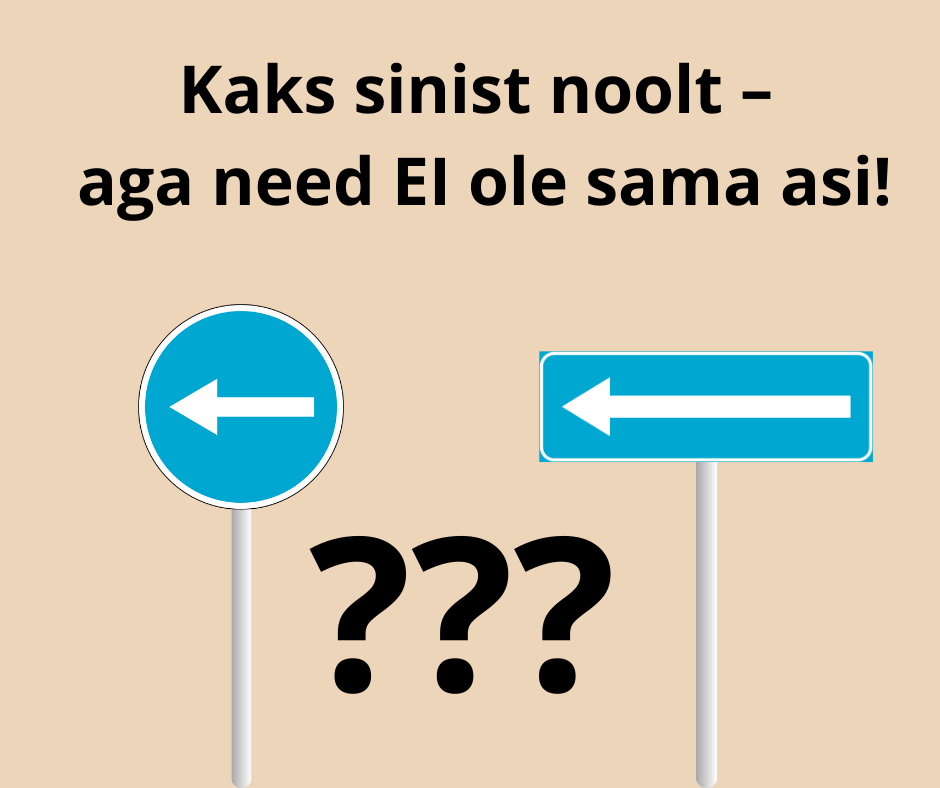 Ühesuunalise tee näide – ristkülikuline märk ja selgitus